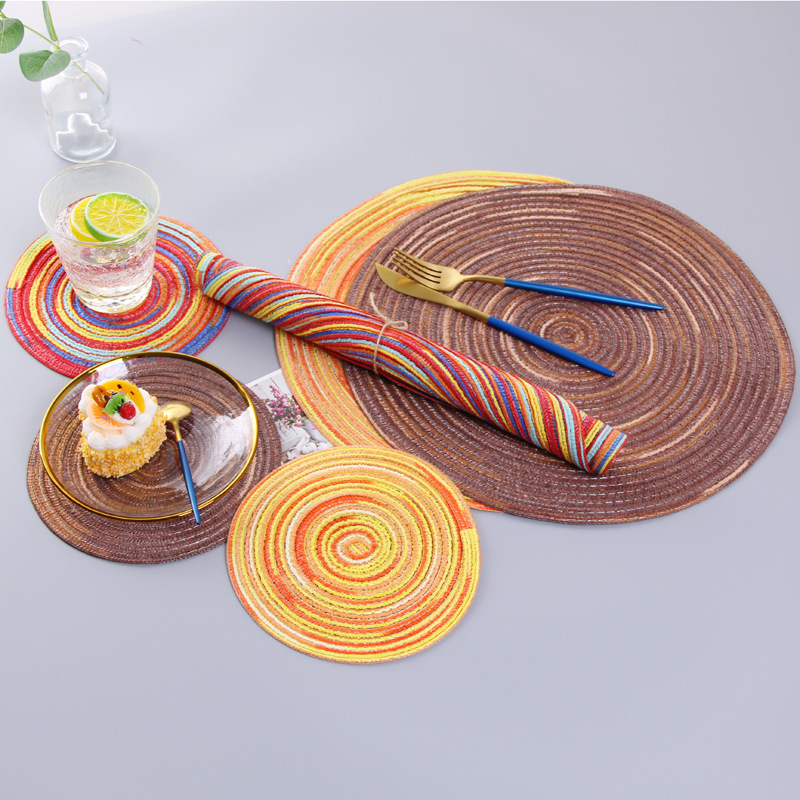 cotton yarn round table mat westernstyle food mat handwoven nonslip antisoup plate bowl mat cup heat insulation pad cotton yarn round table mat westernstyle food mat handwoven nonslip antisoup plate bowl mat cup heat insulation pad