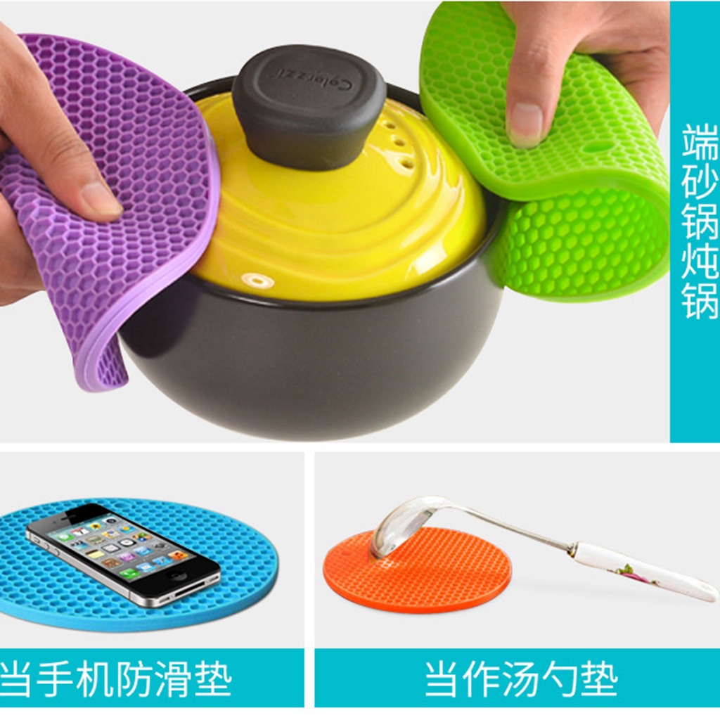 provides food grade round silicone honeycomb heat insulation pad round pot pad place mat coasters table mat ironing pad