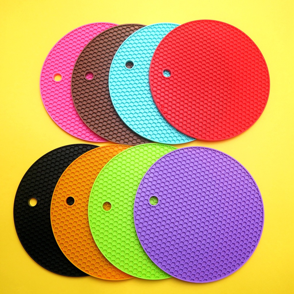 provides food grade round silicone honeycomb heat insulation pad round pot pad place mat coasters table mat ironing pad
