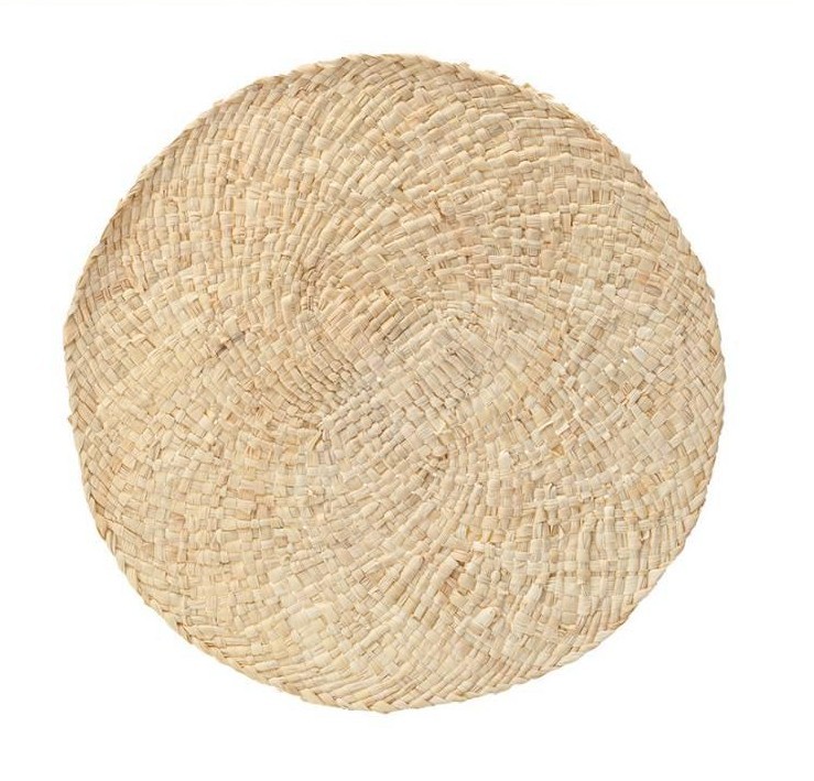 Japanese Natural Corn Leather Placemat Hand-Woven Thickening Heat Insulation Pad Hotel Restaurant round Western Food Saucers Coasters