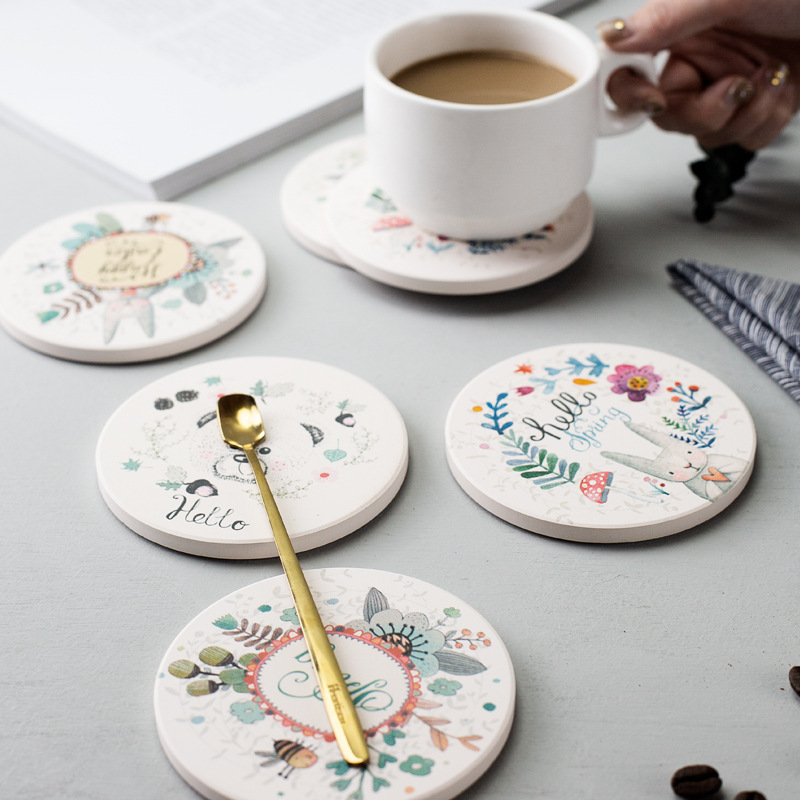 Diatomite Diatom Ooze Water Absorbent Coaster Moisture Absorption Teacup Mat Heat Insulation round Hydrophilic Pad Custom Logo Factory Direct Sales