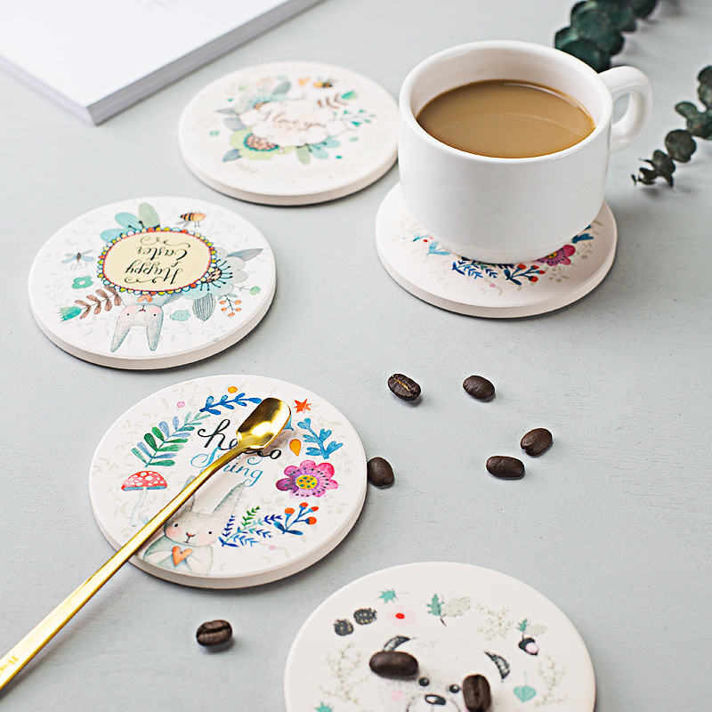Diatomite Diatom Ooze Water Absorbent Coaster Moisture Absorption Teacup Mat Heat Insulation round Hydrophilic Pad Custom Logo Factory Direct Sales