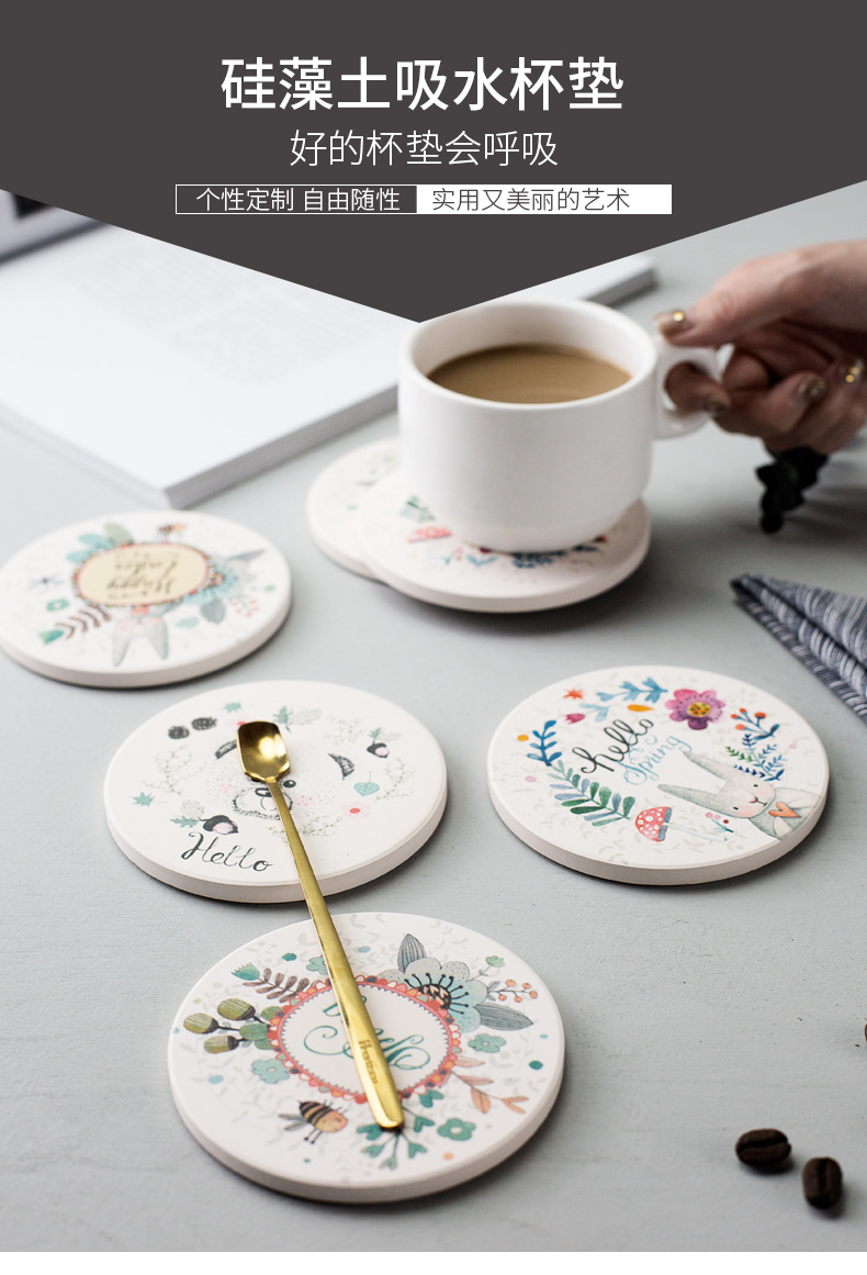 Diatomite Diatom Ooze Water Absorbent Coaster Moisture Absorption Teacup Mat Heat Insulation round Hydrophilic Pad Custom Logo Factory Direct Sales Diatomite Diatom Ooze Water Absorbent Coaster Moisture Absorption Teacup Mat Heat Insulation round Hydrophilic Pad Custom Logo Factory Direct Sales