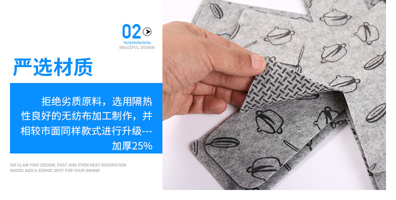 whole printed nonwoven pan pad desktop antihot heat insulation oil absorption easy cleaning nonstick pan protection pad