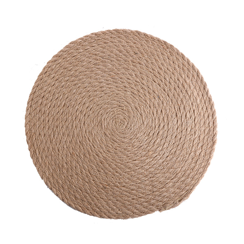Whole Asia hemp grass woven round thickened household mat kitchen table antihot heat insulation pad cup pan INS antislip