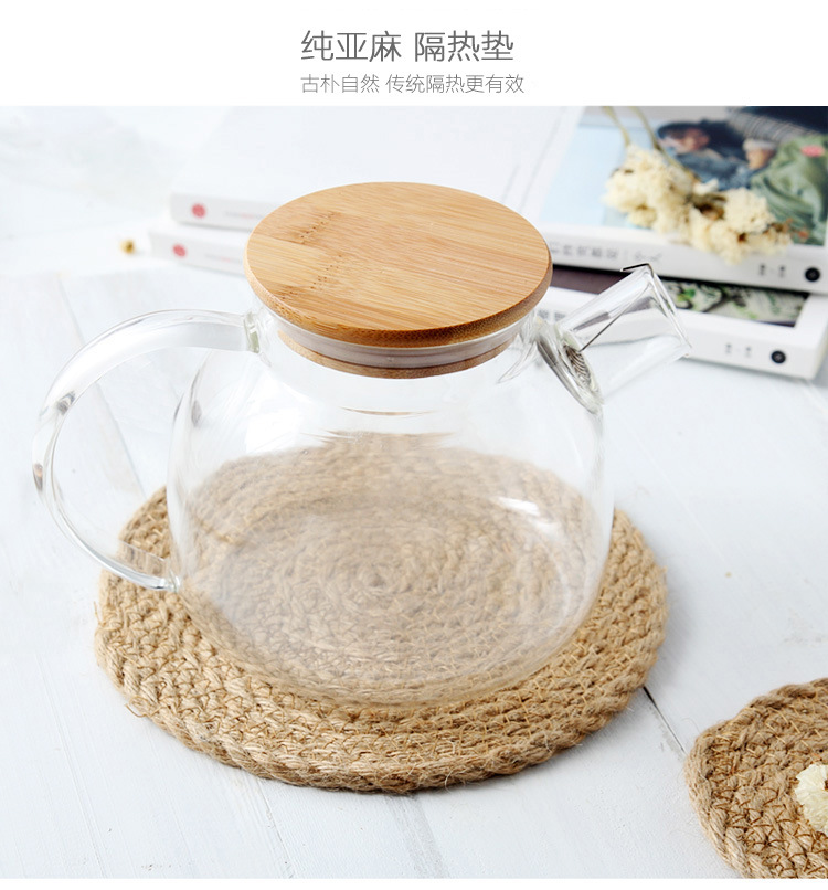 Whole Asia hemp grass woven round thickened household mat kitchen table antihot heat insulation pad cup pan INS antislip