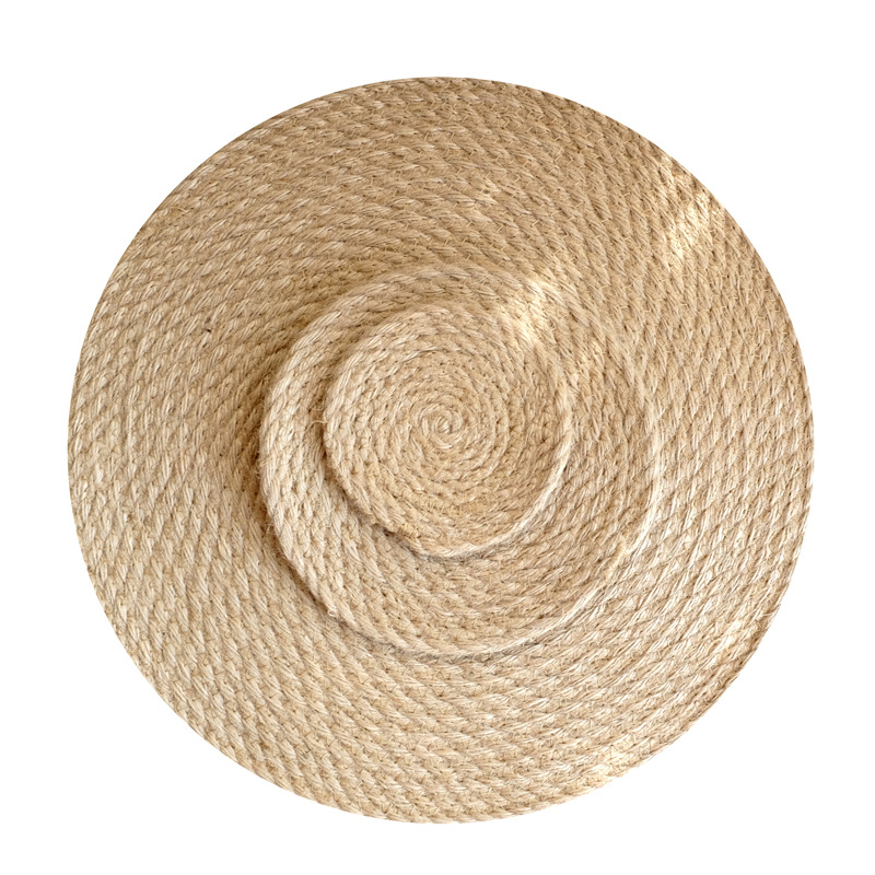 Whole Asia hemp grass woven round thickened household mat kitchen table antihot heat insulation pad cup pan INS antislip