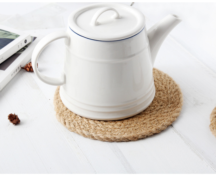 Whole Asia hemp grass woven round thickened household mat kitchen table antihot heat insulation pad cup pan INS antislip