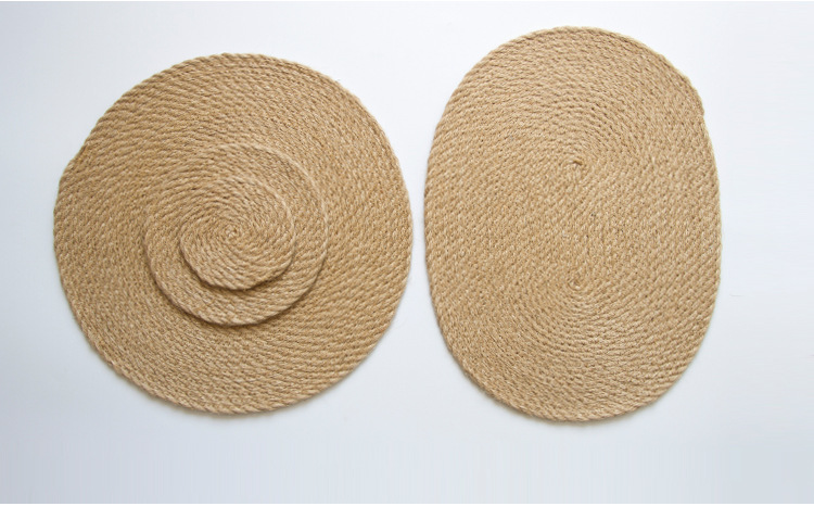 Whole Asia hemp grass woven round thickened household mat kitchen table antihot heat insulation pad cup pan INS antislip