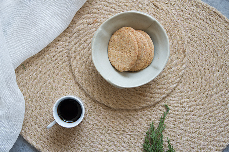 Whole Asia hemp grass woven round thickened household mat kitchen table antihot heat insulation pad cup pan INS antislip
