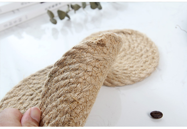 Whole Asia hemp grass woven round thickened household mat kitchen table antihot heat insulation pad cup pan INS antislip