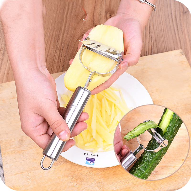 Stainless Steel Smiley Peeler Grater Multi-Functional Double-Headed Fruit Peeling Knife Vegetable and Fruit Paring Knife Kitchen Gadget