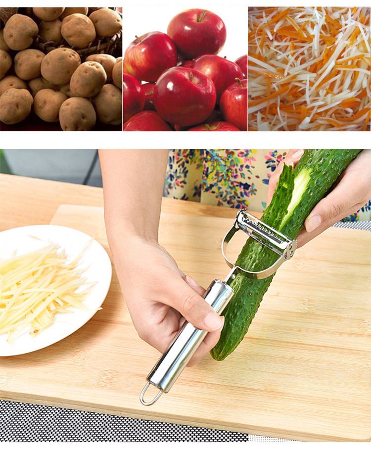 Stainless Steel Smiley Peeler Grater Multi-Functional Double-Headed Fruit Peeling Knife Vegetable and Fruit Paring Knife Kitchen Gadget Stainless Steel Smiley Peeler Grater Multi-Functional Double-Headed Fruit Peeling Knife Vegetable and Fruit Paring Knife Kitchen Gadget