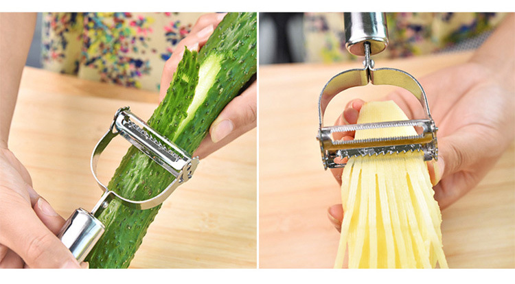 Stainless Steel Smiley Peeler Grater Multi-Functional Double-Headed Fruit Peeling Knife Vegetable and Fruit Paring Knife Kitchen Gadget Stainless Steel Smiley Peeler Grater Multi-Functional Double-Headed Fruit Peeling Knife Vegetable and Fruit Paring Knife Kitchen Gadget