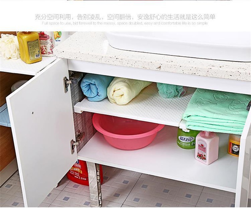 Retractable Wardrobe Storage Layered Partition Punch-Free Wall Mounted Storage Rack Kitchen Bathroom Shelf Dormitory Fantastic