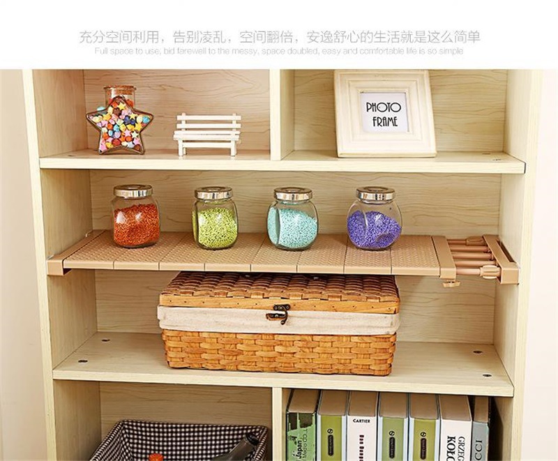 Retractable Wardrobe Storage Layered Partition Punch-Free Wall Mounted Storage Rack Kitchen Bathroom Shelf Dormitory Fantastic