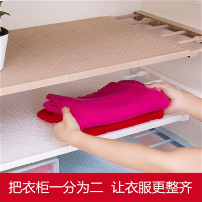 Retractable Wardrobe Storage Layered Partition Punch-Free Wall Mounted Storage Rack Kitchen Bathroom Shelf Dormitory Fantastic