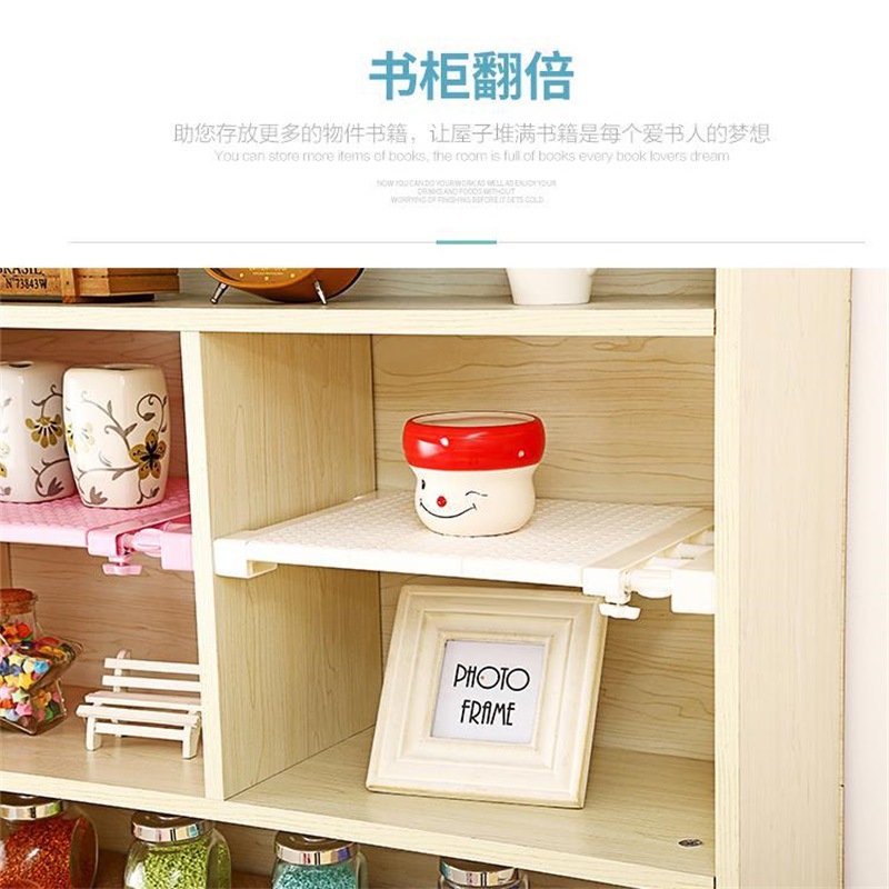 Retractable Wardrobe Storage Layered Partition Punch-Free Wall Mounted Storage Rack Kitchen Bathroom Shelf Dormitory Fantastic