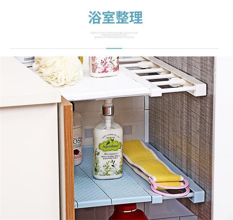 Retractable Wardrobe Storage Layered Partition Punch-Free Wall Mounted Storage Rack Kitchen Bathroom Shelf Dormitory Fantastic