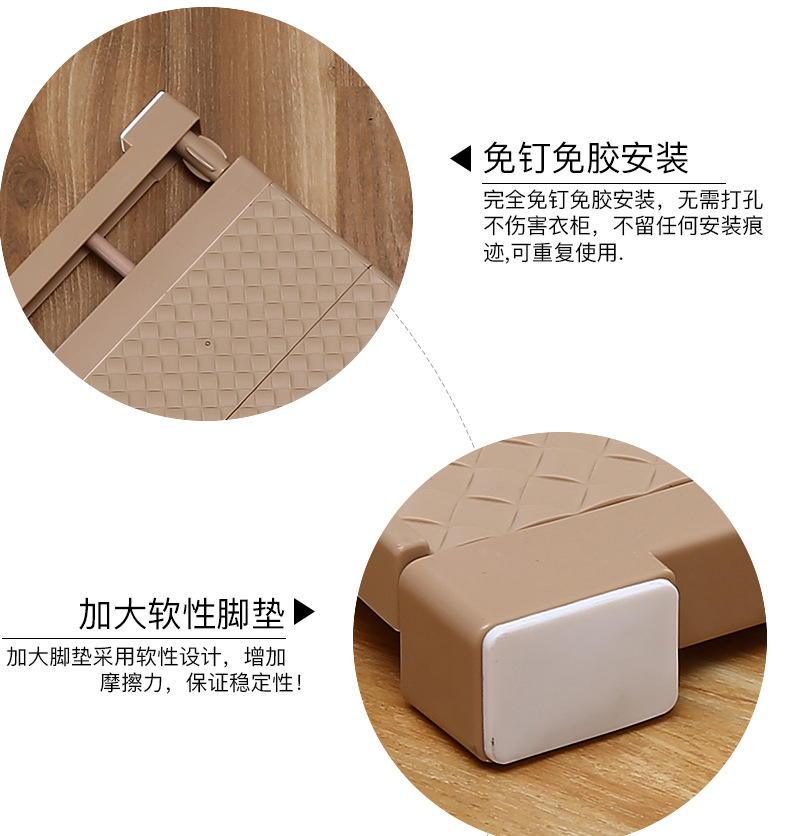 Retractable Wardrobe Storage Layered Partition Punch-Free Wall Mounted Storage Rack Kitchen Bathroom Shelf Dormitory Fantastic