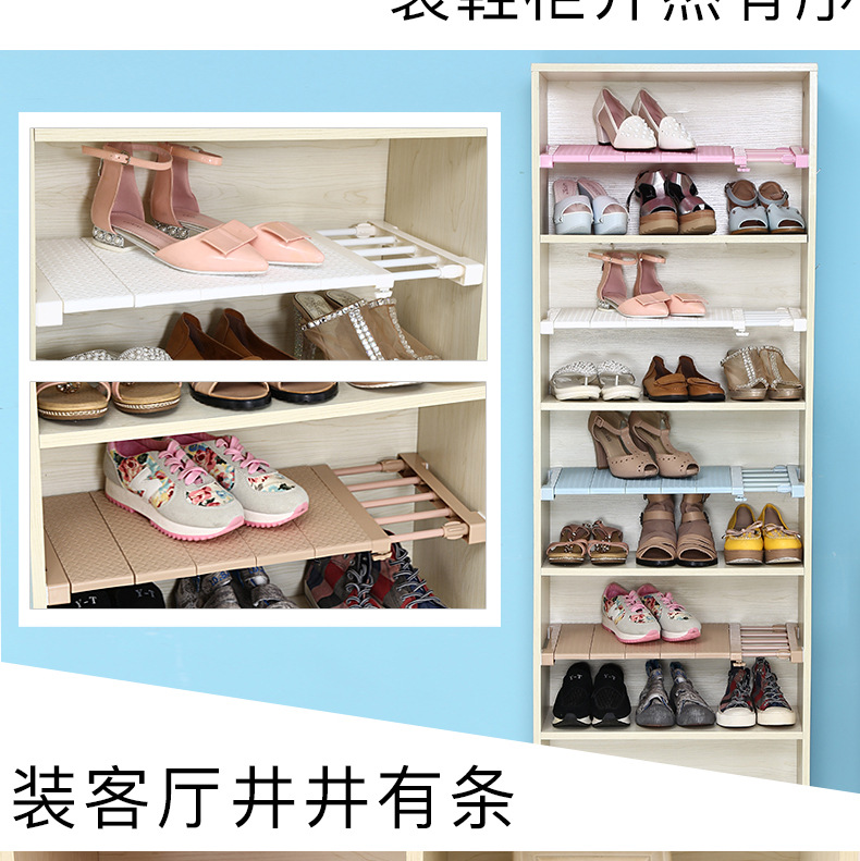 Retractable Wardrobe Storage Layered Partition Punch-Free Wall Mounted Storage Rack Kitchen Bathroom Shelf Dormitory Fantastic