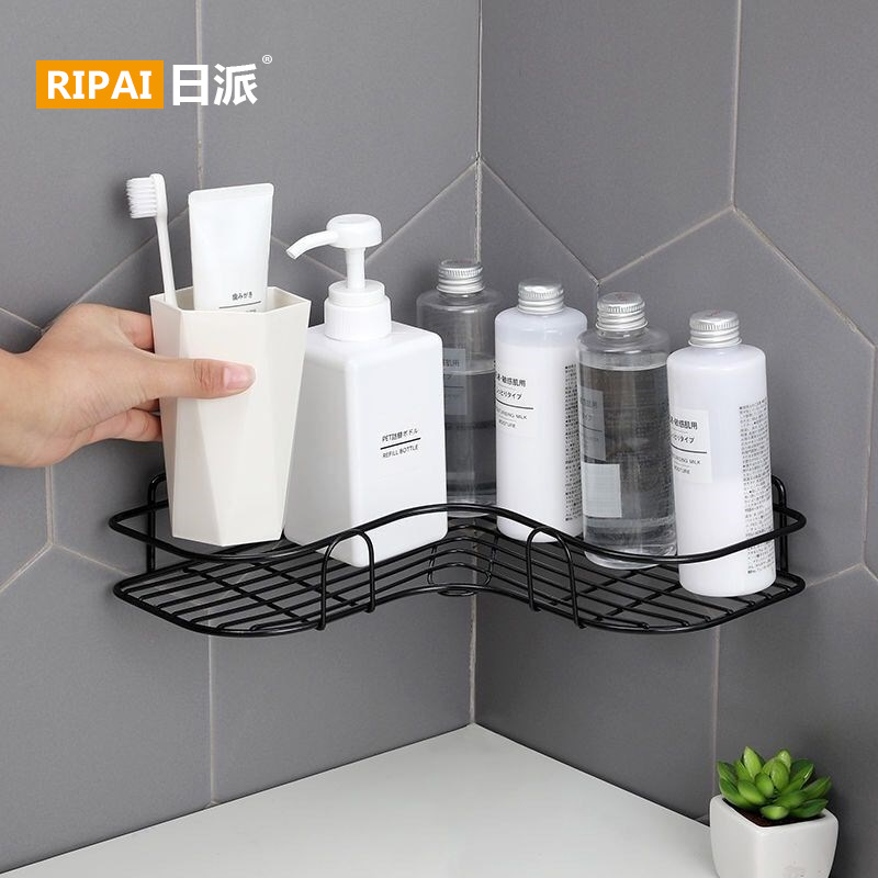 Ri Pai Punch-Free Corner Shelf Bathroom Rack Kitchen Bold Toilet Bathroom Sticky Wall Triangle Storage Rack