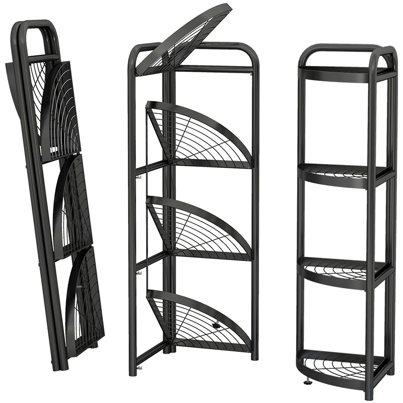Cross-Border Hot Sale Bathroom Bathroom Storage Rack Installation-Free Kitchen Shelf Triangle Corner Floor-Standing Storage Shelf