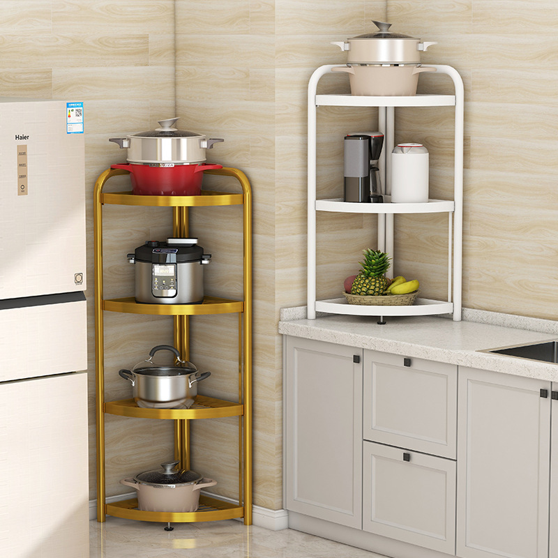 Cross-Border Hot Sale Bathroom Bathroom Storage Rack Installation-Free Kitchen Shelf Triangle Corner Floor-Standing Storage Shelf