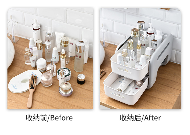 Kitchen Shelf Countertop Drawer Seasoning Rack Bathroom Wash Supplies Double Storage Sink Drawer Shelf