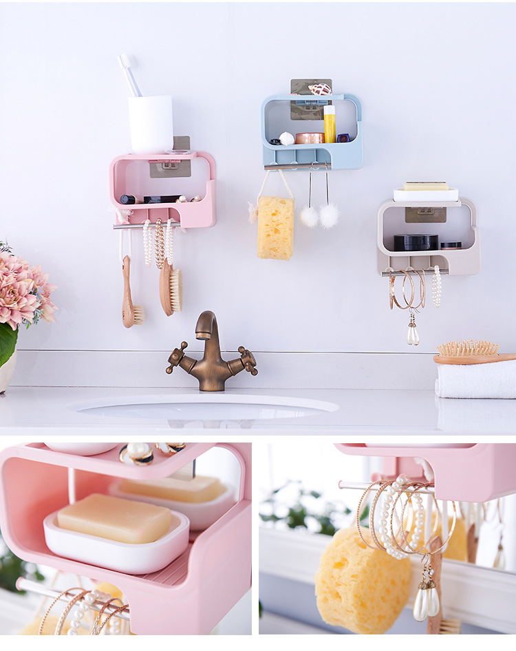 Non -'m wall - mounted bathroom toothbrush storage shelf corner space using toiletries storage box