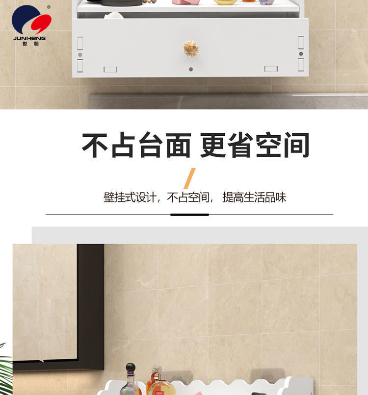Bathroom Mirror with Shelf Small Apartment Bathroom Toilet Sink round Mirror Wall-Mounted Punch-Free