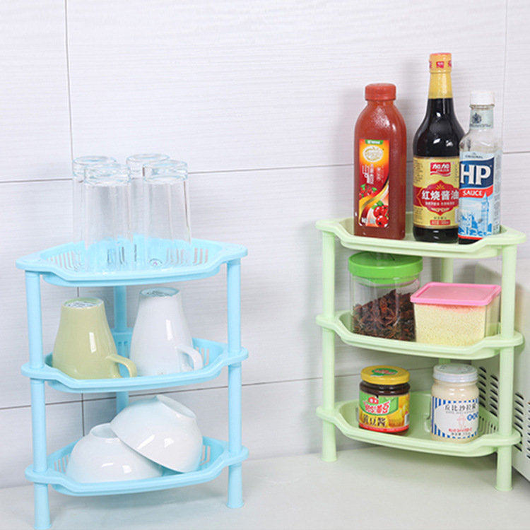 Bathroom Three-Layer Rectangular Storage Rack Bathroom Storage Rack Kitchen Storage Shelf Plastic Floor-Type Tripod Wholesale
