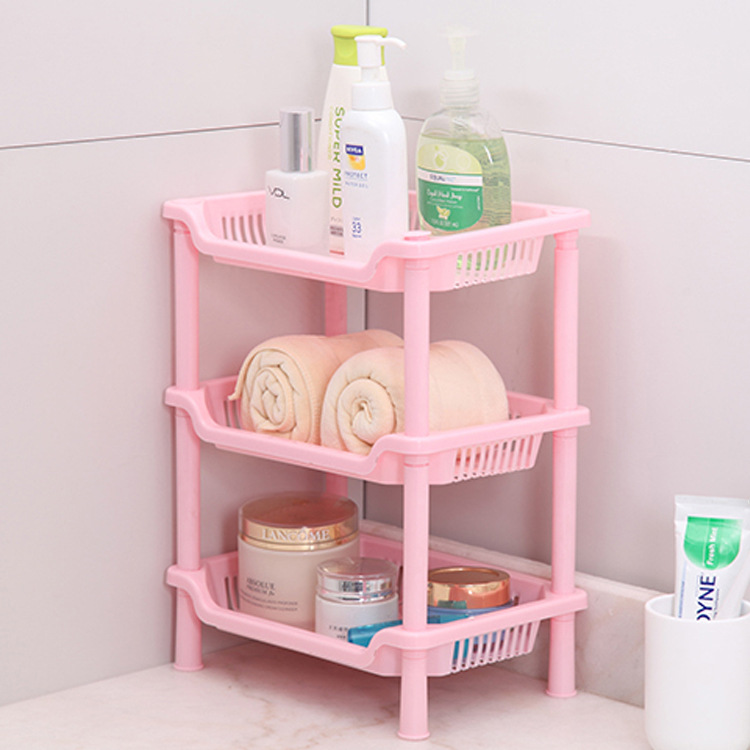 Bathroom Three-Layer Rectangular Storage Rack Bathroom Storage Rack Kitchen Storage Shelf Plastic Floor-Type Tripod Wholesale