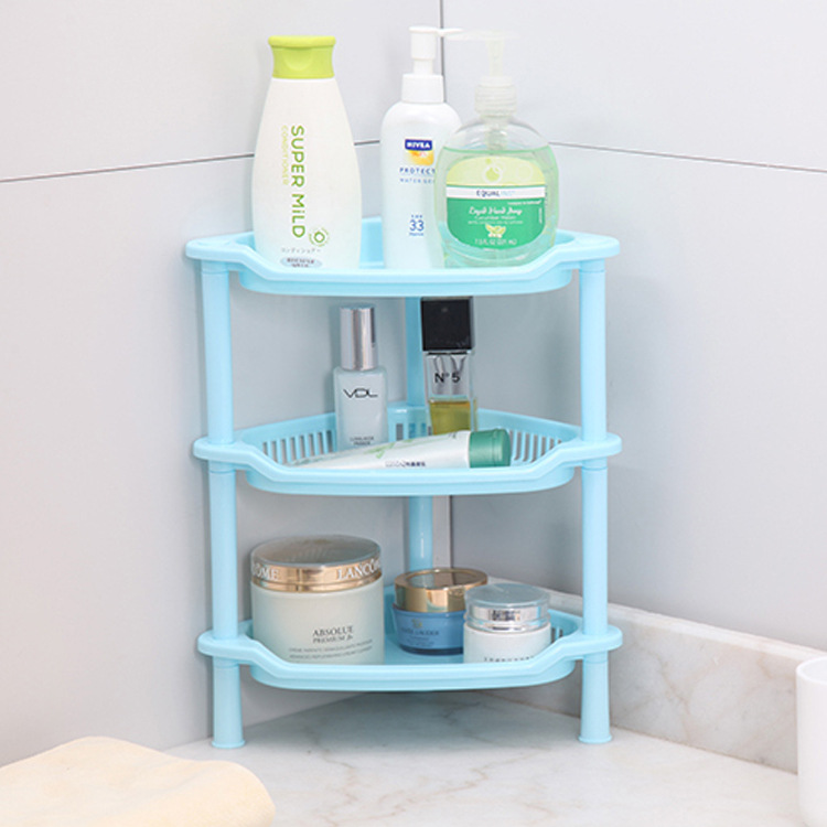 Bathroom Three-Layer Rectangular Storage Rack Bathroom Storage Rack Kitchen Storage Shelf Plastic Floor-Type Tripod Wholesale