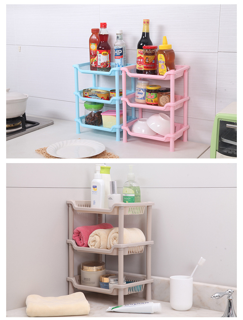 Bathroom Three-Layer Rectangular Storage Rack Bathroom Storage Rack Kitchen Storage Shelf Plastic Floor-Type Tripod Wholesale Bathroom Three-Layer Rectangular Storage Rack Bathroom Storage Rack Kitchen Storage Shelf Plastic Floor-Type Tripod Wholesale