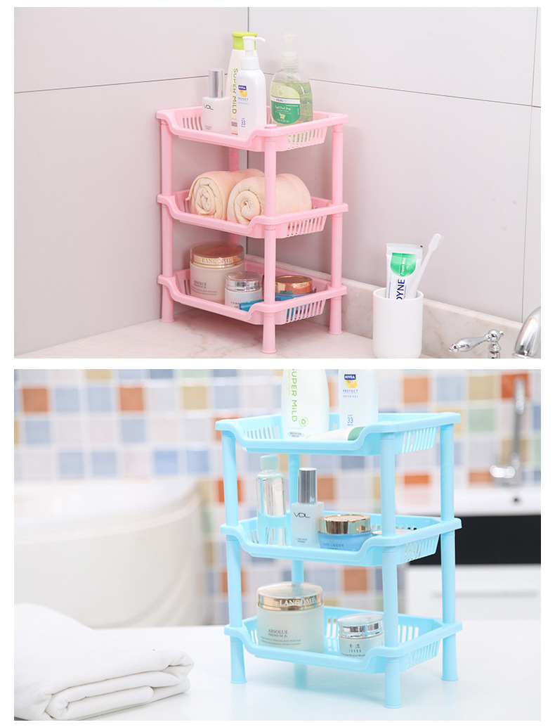 Bathroom Three-Layer Rectangular Storage Rack Bathroom Storage Rack Kitchen Storage Shelf Plastic Floor-Type Tripod Wholesale Bathroom Three-Layer Rectangular Storage Rack Bathroom Storage Rack Kitchen Storage Shelf Plastic Floor-Type Tripod Wholesale