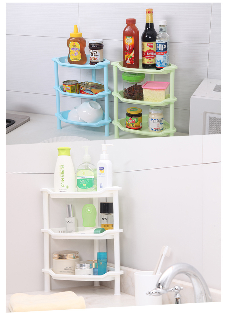 Bathroom Three-Layer Rectangular Storage Rack Bathroom Storage Rack Kitchen Storage Shelf Plastic Floor-Type Tripod Wholesale Bathroom Three-Layer Rectangular Storage Rack Bathroom Storage Rack Kitchen Storage Shelf Plastic Floor-Type Tripod Wholesale