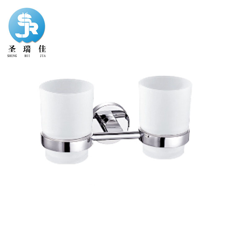 Shengruijia Zinc Alloy Toothbrush Holder Toothbrush Holder Double Cup Bathroom Mouthwash Cup Toothbrush Cup Shelf