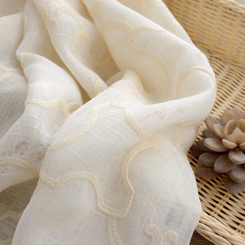 Cotton and Linen Environmental Protection Embroidery Mesh Curtains Embroidered Window Screen
