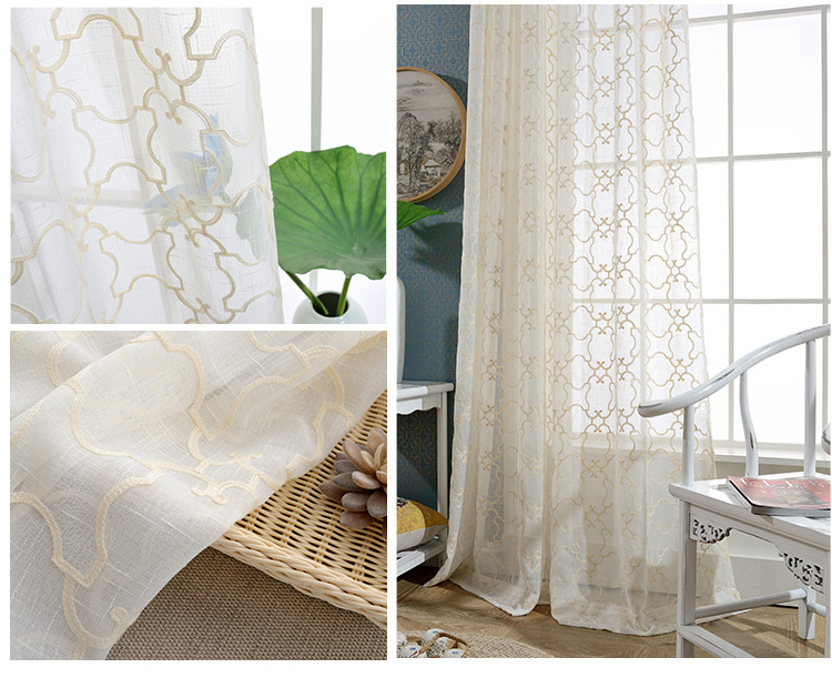 Cotton and Linen Environmental Protection Embroidery Mesh Curtains Embroidered Window Screen Cotton and Linen Environmental Protection Embroidery Mesh Curtains Embroidered Window Screen