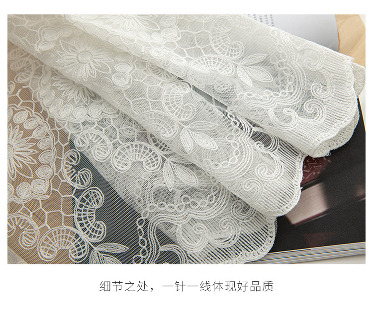 Wholesale Nordic Embroidery White Window Screen Living Room Bedroom Finished Product Customization Mesh Curtains Bay Window Elegant All-Matching Embroidery Yarn Wholesale Nordic Embroidery White Window Screen Living Room Bedroom Finished Product Customization Mesh Curtains Bay Window Elegant All-Matching Embroidery Yarn