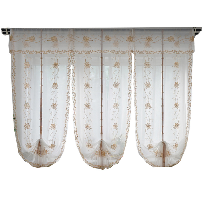 Factory Processing Custom Wholesale Bedroom Lifting Curtain Mesh Curtains Embroidered Living Room Window Screen Roman Curtains Curtain