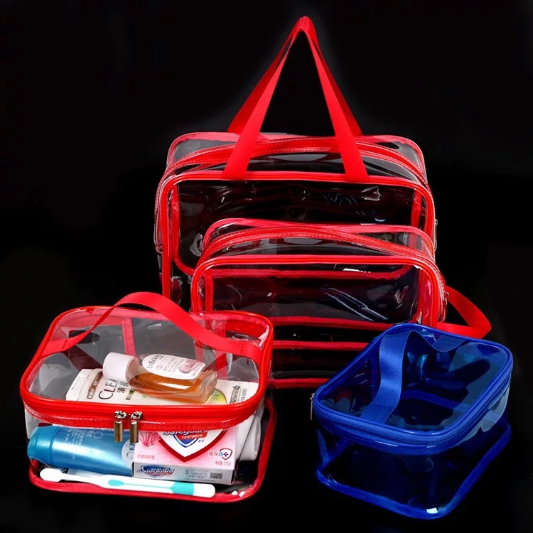 Factory Direct Sales Transparent PVC Cosmetic Storage Bag PVC Zipper Bag Plastic Packaging Bag Customizable Logo