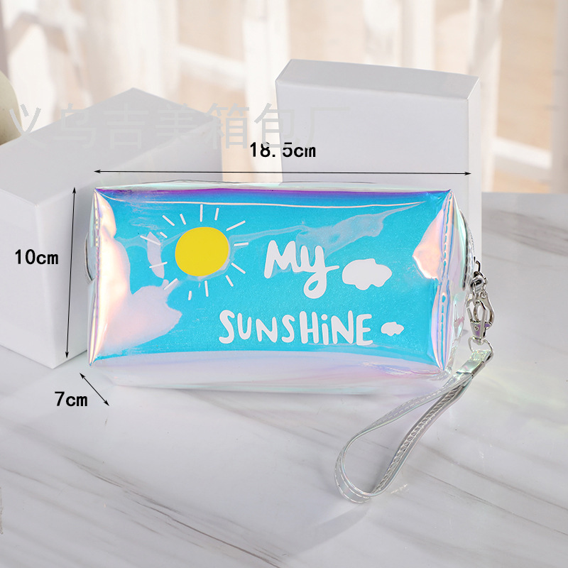 PVC Color Cosmetic Bag Cool Laser Transparent Wash Bag Travel Portable Portable Storage Bag Plastic Packaging Bag