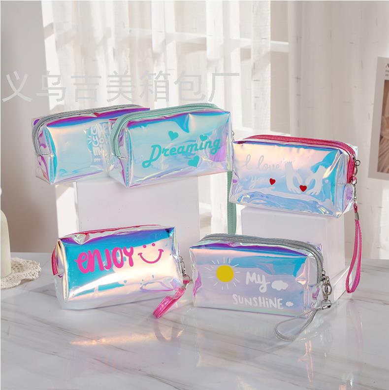 PVC Color Cosmetic Bag Cool Laser Transparent Wash Bag Travel Portable Portable Storage Bag Plastic Packaging Bag PVC Color Cosmetic Bag Cool Laser Transparent Wash Bag Travel Portable Portable Storage Bag Plastic Packaging Bag