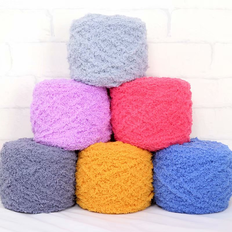 3-Strand Coral Fleece Wool Towel Yarn Half Velvet Hand Knitting Yarn Baby Thread Scarf Hat Sub-Thread Poke Embroidery Material Package