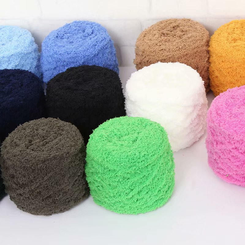3-Strand Coral Fleece Wool Towel Yarn Half Velvet Hand Knitting Yarn Baby Thread Scarf Hat Sub-Thread Poke Embroidery Material Package