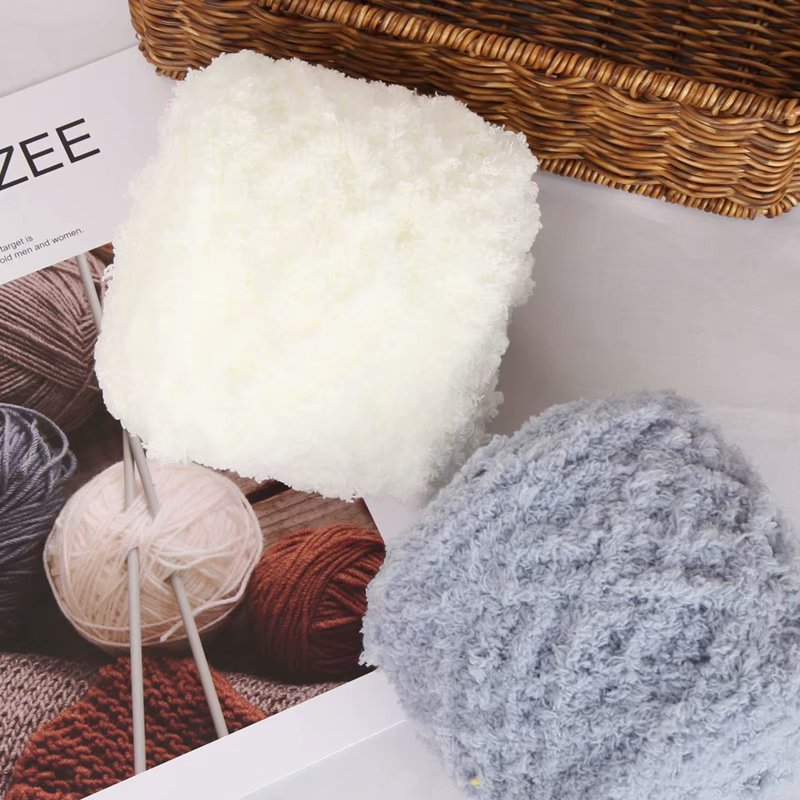 3-Strand Coral Fleece Wool Towel Yarn Half Velvet Hand Knitting Yarn Baby Thread Scarf Hat Sub-Thread Poke Embroidery Material Package