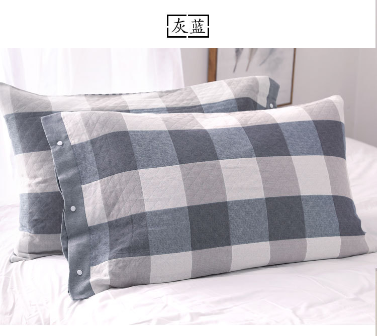 Two Gauze Pillowcase One-Pair Package Cotton Yarn Student Large Plaid Pillowcase Washed Cotton Pillowcase Spring and Summer Two Gauze Pillowcase One-Pair Package Cotton Yarn Student Large Plaid Pillowcase Washed Cotton Pillowcase Spring and Summer