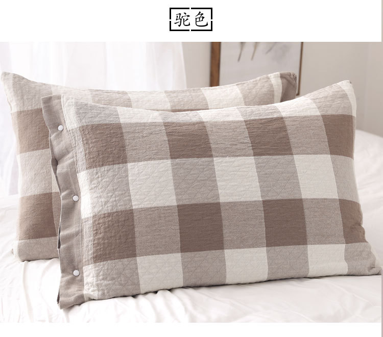 Two Gauze Pillowcase One-Pair Package Cotton Yarn Student Large Plaid Pillowcase Washed Cotton Pillowcase Spring and Summer Two Gauze Pillowcase One-Pair Package Cotton Yarn Student Large Plaid Pillowcase Washed Cotton Pillowcase Spring and Summer